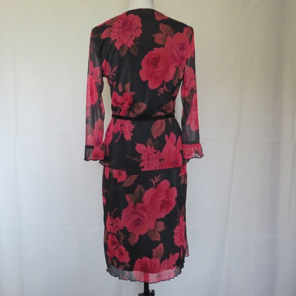 IMI Women’s Girls Pink Black Floral Motif Top and Skirt 2 Pc Set size L - Picture 3 of 12